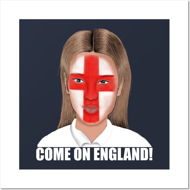 Come On England Football Flag Wall Art by Merchweaver